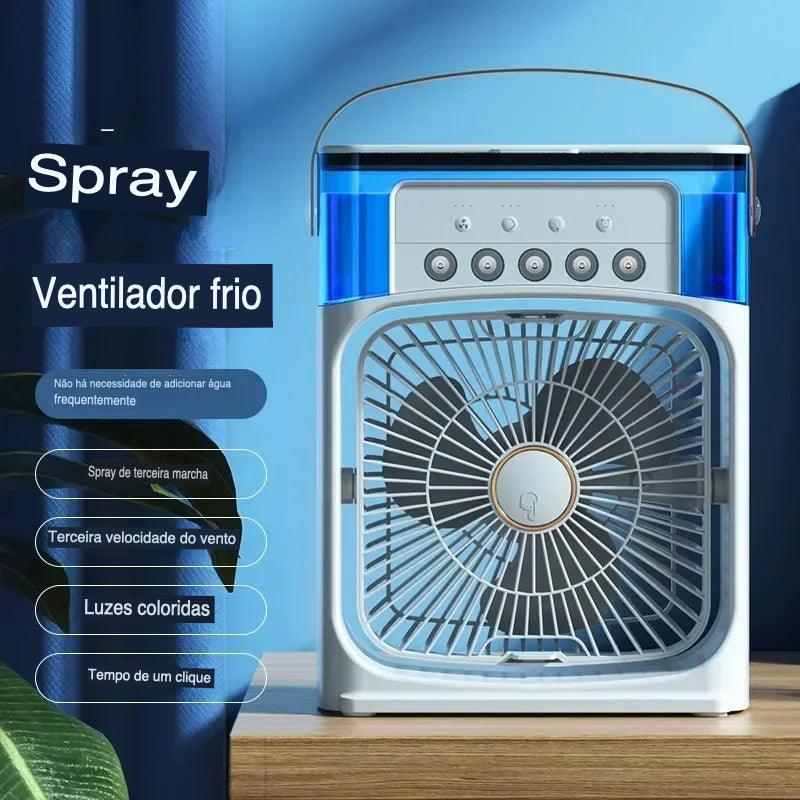 Mini Ventilador Portátil Recarregável Com Led Umidificador - Well Express