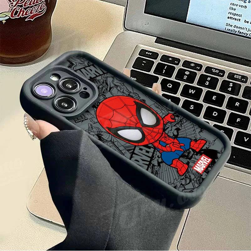 Marvel Spider Man Soft Silicone Phone Case for iPhone 15 Pro Max 14 Max 13 ProMax 12 11 X XS XR 7 8 Plus SE 2020 Back Cover - Well Express