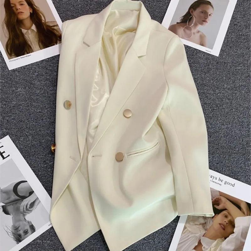 Terno casual de manga comprida Blazer Office Lady Primavera Outono Moda Elega - My Store