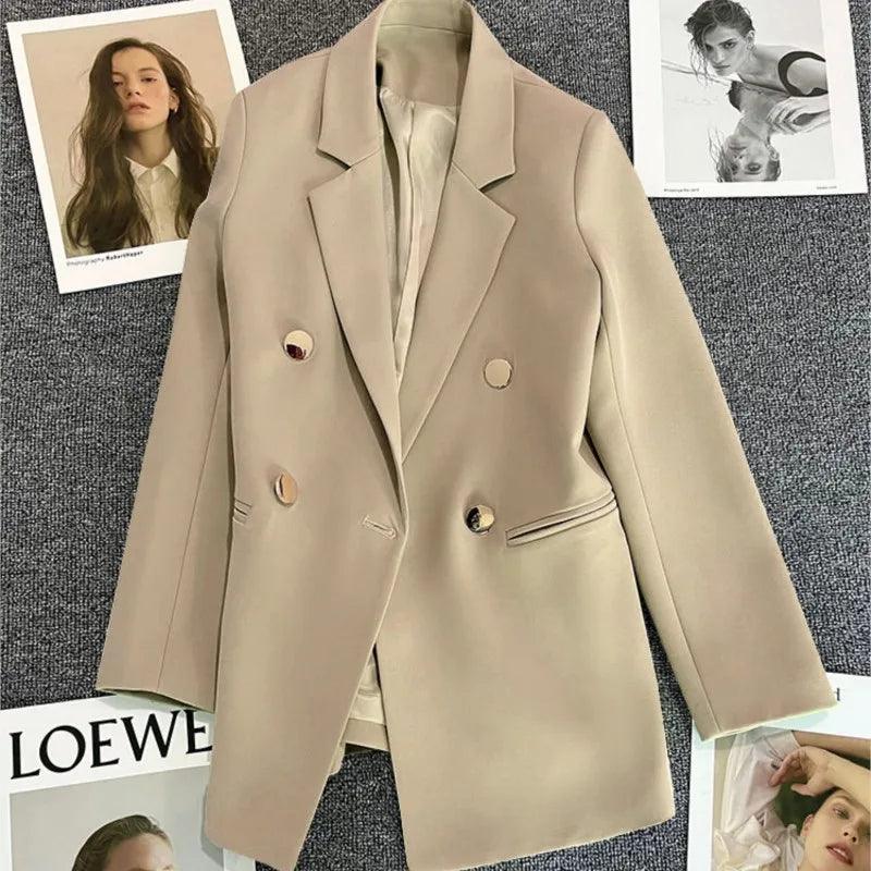 Terno casual de manga comprida Blazer Office Lady Primavera Outono Moda Elega - My Store