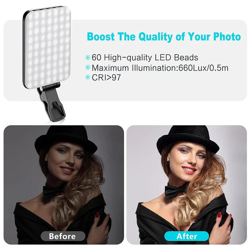 Minifocus Selfie Light, 60 LED 2200mAh recarregável para preenchimento de celular - My Store