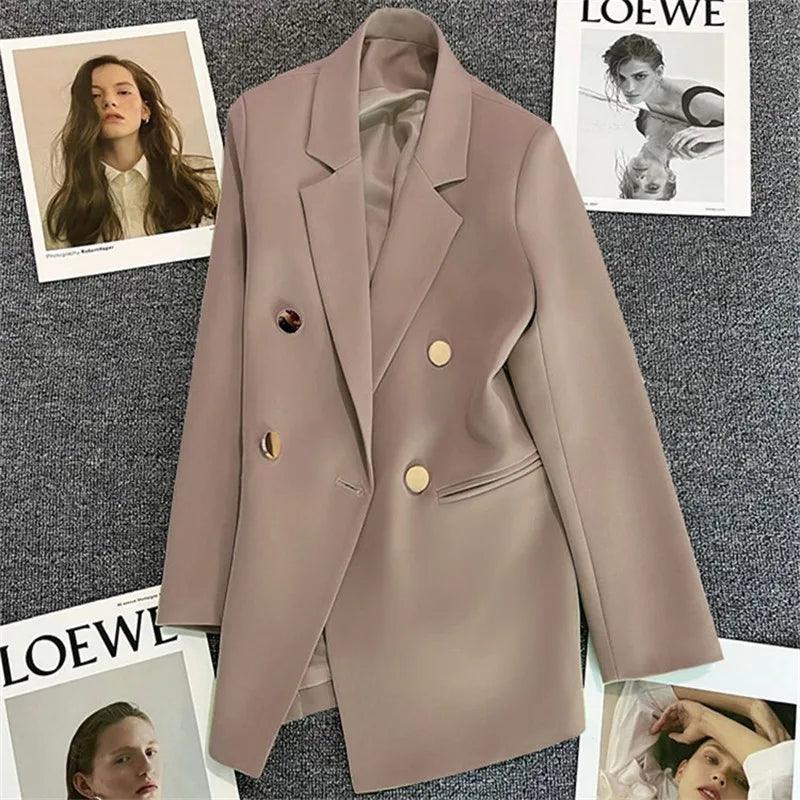 Terno casual de manga comprida Blazer Office Lady Primavera Outono Moda Elega - My Store