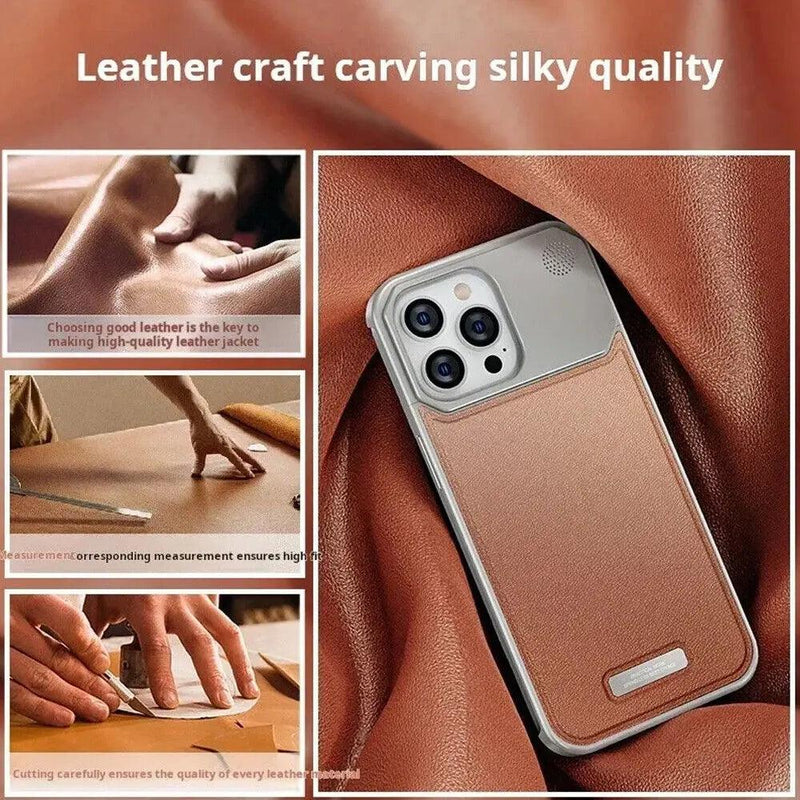 Luxury Leather Metal Phone Case For iPhone 13 14 15 Pro Max Magnetic Aluminum Heat Dissipation Aromatherapy Fragrance Cover - Well Express