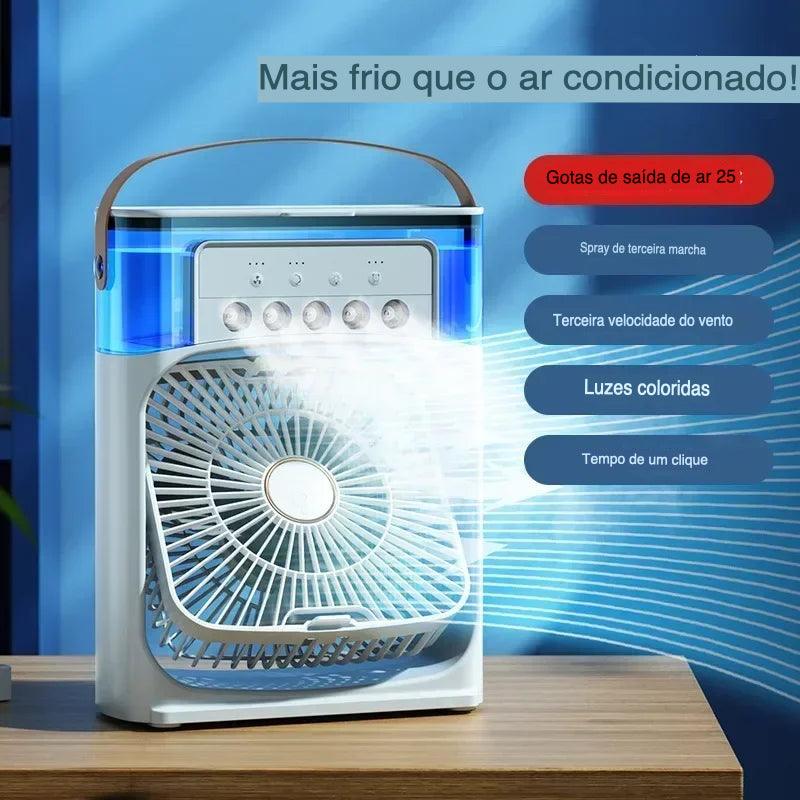 Mini Ventilador Portátil Recarregável Com Led Umidificador - Well Express